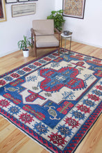 Load image into Gallery viewer, 7x9 Vintage Central Anatolian &#39;Aksaray&#39; Turkish Area Rug Bold Medallion Geometric Design Stylized Motifs | SKU 602
