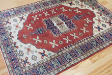 Load image into Gallery viewer, 6x8 Vintage Western Anatolian &#39;Kula&#39; Turkish Area Rug Square Medallion Earthy Colors Stylized Motifs Light Field Geometric Border | SKU 603
