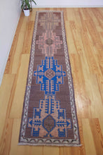 Load image into Gallery viewer, 3x12 Vintage South Eastern Anatolian &#39;Herki&#39; Turkish Runner | Multiple Geometric Medallions Earthy Colors Stylized Border | SKU 607
