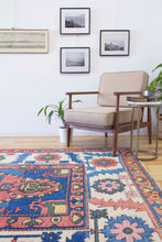 Load image into Gallery viewer, 7x10 Vintage Central Anatolian &#39;Aksaray&#39; Turkish Area Rug | Bold Double Niche Medallion Geometric Design Stylized Field Wide Floral Border | SKU 613
