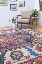 Load image into Gallery viewer, 7x10 Vintage Central Anatolian &#39;Aksaray&#39; Turkish Area Rug | Bold Double Niche Medallion Geometric Design Stylized Field Wide Floral Border | SKU 613
