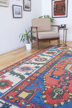 Load image into Gallery viewer, 7x10 Vintage Central Anatolian &#39;Aksaray&#39; Turkish Area Rug | Bold Double Niche Medallion Geometric Design Stylized Field Wide Floral Border | SKU 613
