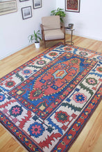 Load image into Gallery viewer, 7x10 Vintage Central Anatolian &#39;Aksaray&#39; Turkish Area Rug | Bold Double Niche Medallion Geometric Design Stylized Field Wide Floral Border | SKU 613

