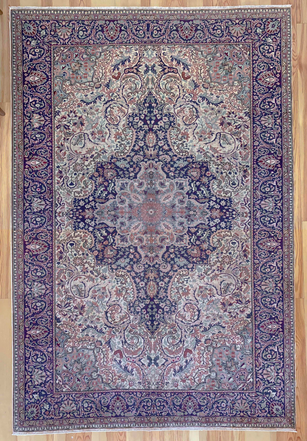 7x10 Vintage Central Anatolian 'Kayseri' Turkish Area Rug | Bold Medallion Intricate Floral Design Stylized Field Motifs Palmette Floral Design | SKU 618