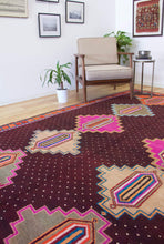 Load image into Gallery viewer, 7x11 Vintage Eastern Anatolian &#39;Kars&#39; Turkish Area Rug | Symmetrical Diamond Medallions Earthy Field Vibrant Border | SKU 620
