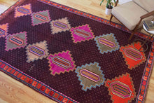 Load image into Gallery viewer, 7x11 Vintage Eastern Anatolian &#39;Kars&#39; Turkish Area Rug | Symmetrical Diamond Medallions Earthy Field Vibrant Border | SKU 620
