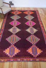 Load image into Gallery viewer, 7x11 Vintage Eastern Anatolian &#39;Kars&#39; Turkish Area Rug | Symmetrical Diamond Medallions Earthy Field Vibrant Border | SKU 620
