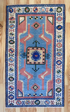 Load image into Gallery viewer, 4x7 Vintage Central Anatolian Caucasian &#39;Kasim Usagi&#39; Design &#39;Sultanhan&#39; Turkish Area Rug | Geometric Medallion Soft Colors Stylized Motifs | SKU 621
