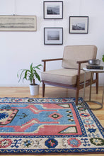 Load image into Gallery viewer, 4x7 Vintage Central Anatolian Caucasian &#39;Kasim Usagi&#39; Design &#39;Sultanhan&#39; Turkish Area Rug | Geometric Medallion Soft Colors Stylized Motifs | SKU 621
