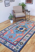 Load image into Gallery viewer, 4x7 Vintage Central Anatolian Caucasian &#39;Kasim Usagi&#39; Design &#39;Sultanhan&#39; Turkish Area Rug | Geometric Medallion Soft Colors Stylized Motifs | SKU 621
