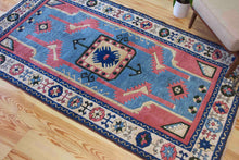 Load image into Gallery viewer, 4x7 Vintage Central Anatolian Caucasian &#39;Kasim Usagi&#39; Design &#39;Sultanhan&#39; Turkish Area Rug | Geometric Medallion Soft Colors Stylized Motifs | SKU 621
