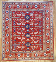 Load image into Gallery viewer, 6x7 Vintage Central Anatolian Caucasian &#39;Perpedil&#39; Design &#39;York&#39; Turkish Area Rug | Symmetrical Stylized Motifs Vibrant Colors Geometric Border | SKU 624
