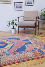 Load image into Gallery viewer, 4x8 Vintage Central Anatolian &#39;Nigde&#39; Turkish Area Rug | Bold Medallion Spacious Field Muted Soft Colors Geometric Design | SKU 625
