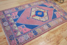 Load image into Gallery viewer, 4x8 Vintage Central Anatolian &#39;Nigde&#39; Turkish Area Rug | Bold Medallion Spacious Field Muted Soft Colors Geometric Design | SKU 625
