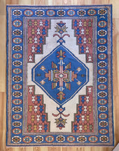 Load image into Gallery viewer, 6x8 Vintage Central Anatolian &#39;Sultanhan&#39; Turkish Area Rug | Bold Diamond Medallion Light Field Muted Geometric Corner and Border Design | SKU 626
