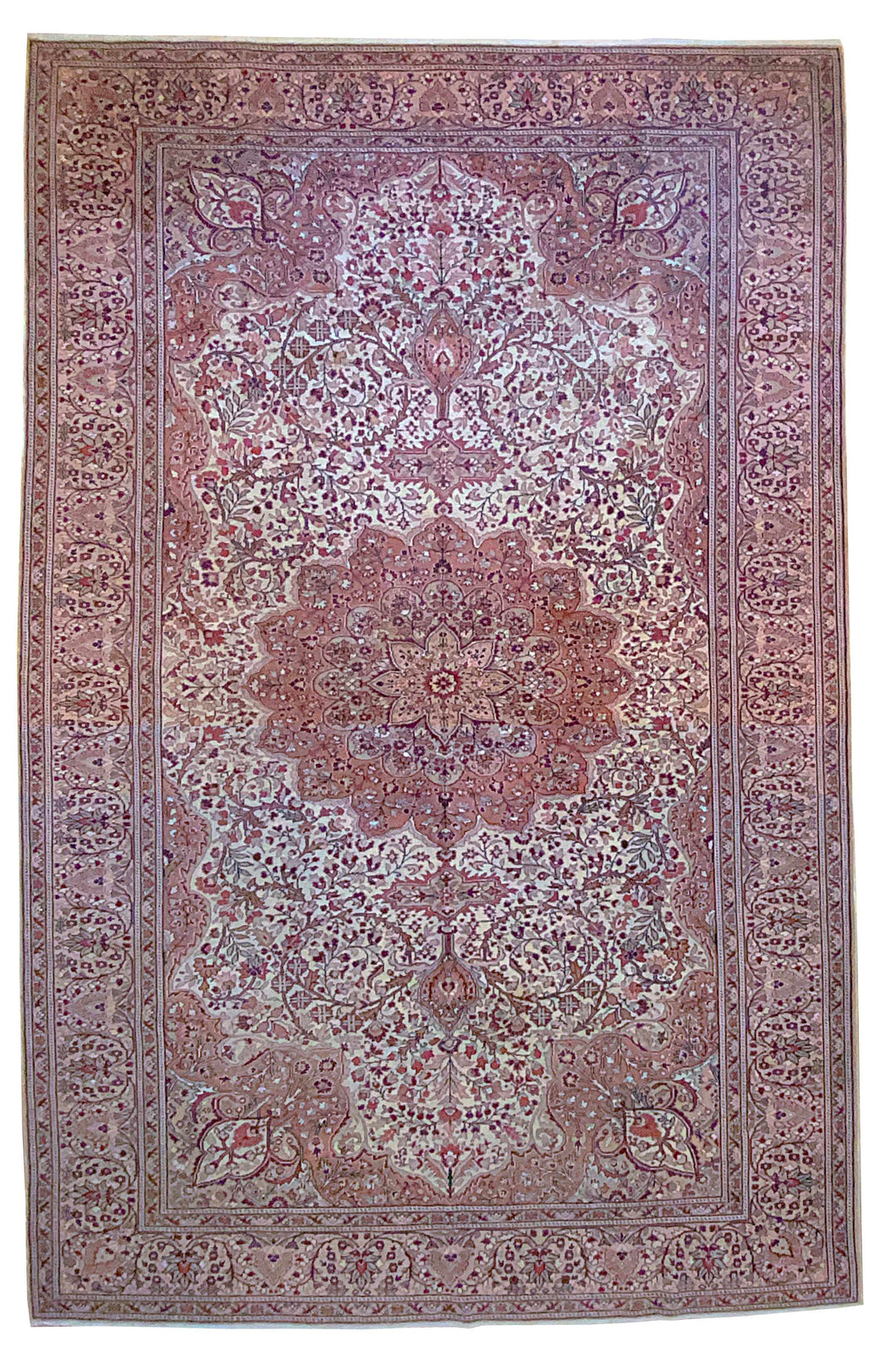 8x12 Vintage Central Anatolian 'Ladik' Turkish Area Rug | Bold Intricate Medallion Light Field Embellished with Floral Designs and Palmettes | SKU 635