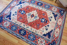 Load image into Gallery viewer, 6x8 Vintage Central Anatolian &#39;Yoruk&#39; Turkish Rug | Bold Medallion Symmetrical Geometric Design Soft Colors  | SKU 636

