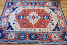 Load image into Gallery viewer, 6x8 Vintage Central Anatolian &#39;Yoruk&#39; Turkish Rug | Bold Medallion Symmetrical Geometric Design Soft Colors  | SKU 636
