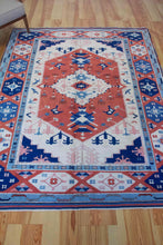 Load image into Gallery viewer, 6x8 Vintage Central Anatolian &#39;Yoruk&#39; Turkish Rug | Bold Medallion Symmetrical Geometric Design Soft Colors  | SKU 636
