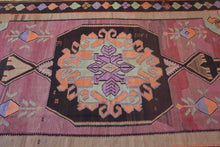 Load image into Gallery viewer, 7x15 Vintage Eastern Anatolian &#39;Kars&#39; Oversized Turkish Kilim Area Rug | Bold Medallion with Spacious Field Symmetrical Large Motifs Soft Colors Geometric Border | SKU 637
