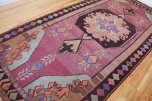 Load image into Gallery viewer, 7x15 Vintage Eastern Anatolian &#39;Kars&#39; Oversized Turkish Kilim Area Rug | Bold Medallion with Spacious Field Symmetrical Large Motifs Soft Colors Geometric Border | SKU 637
