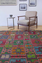 Load image into Gallery viewer, 7x10 Vintage Southern Anatolian &#39;Toros&#39; Turkish Kilim Area Rug | Symmetrical Repeating Colorful Star Designs All Over Geometric Border | SKU 638
