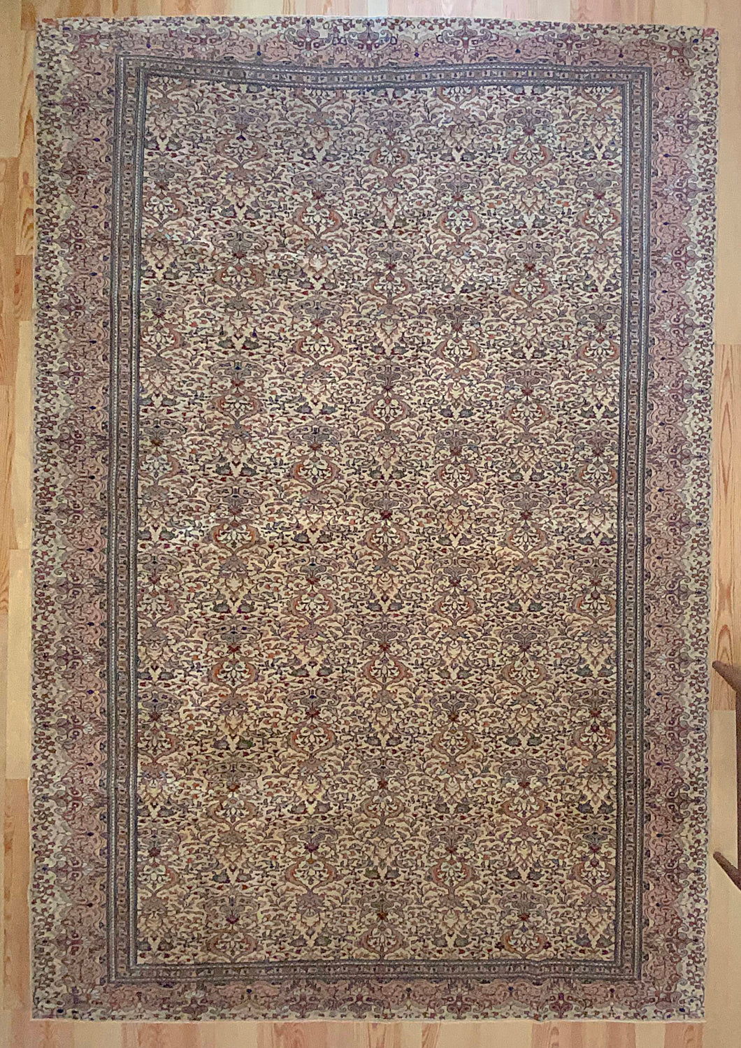 8x12 Vintage Central Anatolian 'Kayseri' Turkish Area Rug | Allover Symmetrical Floral Design with Palmettes and Vines Intricate Border | SKU 641