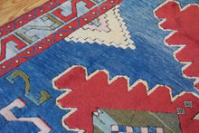 Load image into Gallery viewer, 5x8 Vintage Central Anatolian &#39;Aksaray&#39; Turkish Area Rug | Triple Medallion on Blue Field Geometric Border | SKU 644
