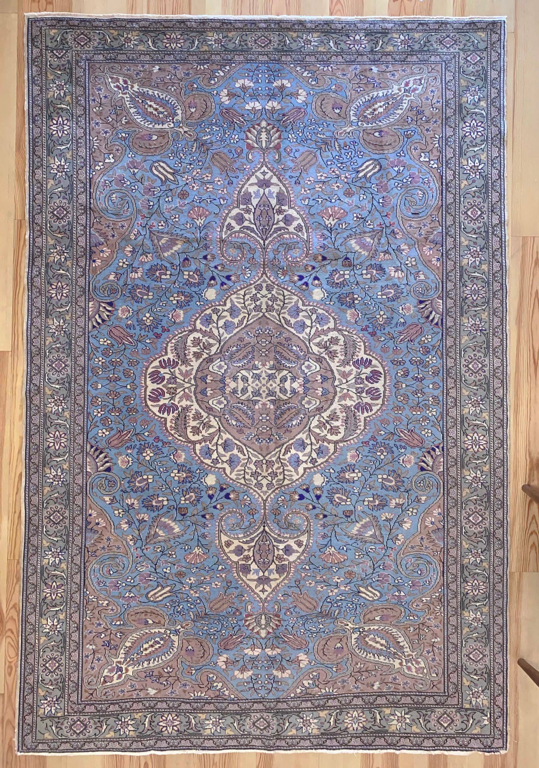 7x10 Vintage Central Anatolian 'Kayseri' Turkish Area Rug | Intricate Bold Medallion Embellished with Palmette and Vine Ornaments Placed on Floral Field Stylized Border | SKU 645