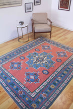 Load image into Gallery viewer, 6x8 Vintage Central Anatolian &#39;Sultanhan&#39; Turkish Area Rug | Central Medallion Geometric Designs on Spacious Field Stylized Border | SKU 646
