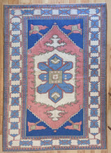 Load image into Gallery viewer, 7x10 Vintage Central Anatolian &#39;Sultanhan&#39; Turkish Area Rug | Bold Large Medallion on Spacious Field Simple Design Geometric Corners Stylized Border | SKU 647
