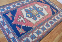 Load image into Gallery viewer, 7x10 Vintage Central Anatolian &#39;Sultanhan&#39; Turkish Area Rug | Bold Large Medallion on Spacious Field Simple Design Geometric Corners Stylized Border | SKU 647
