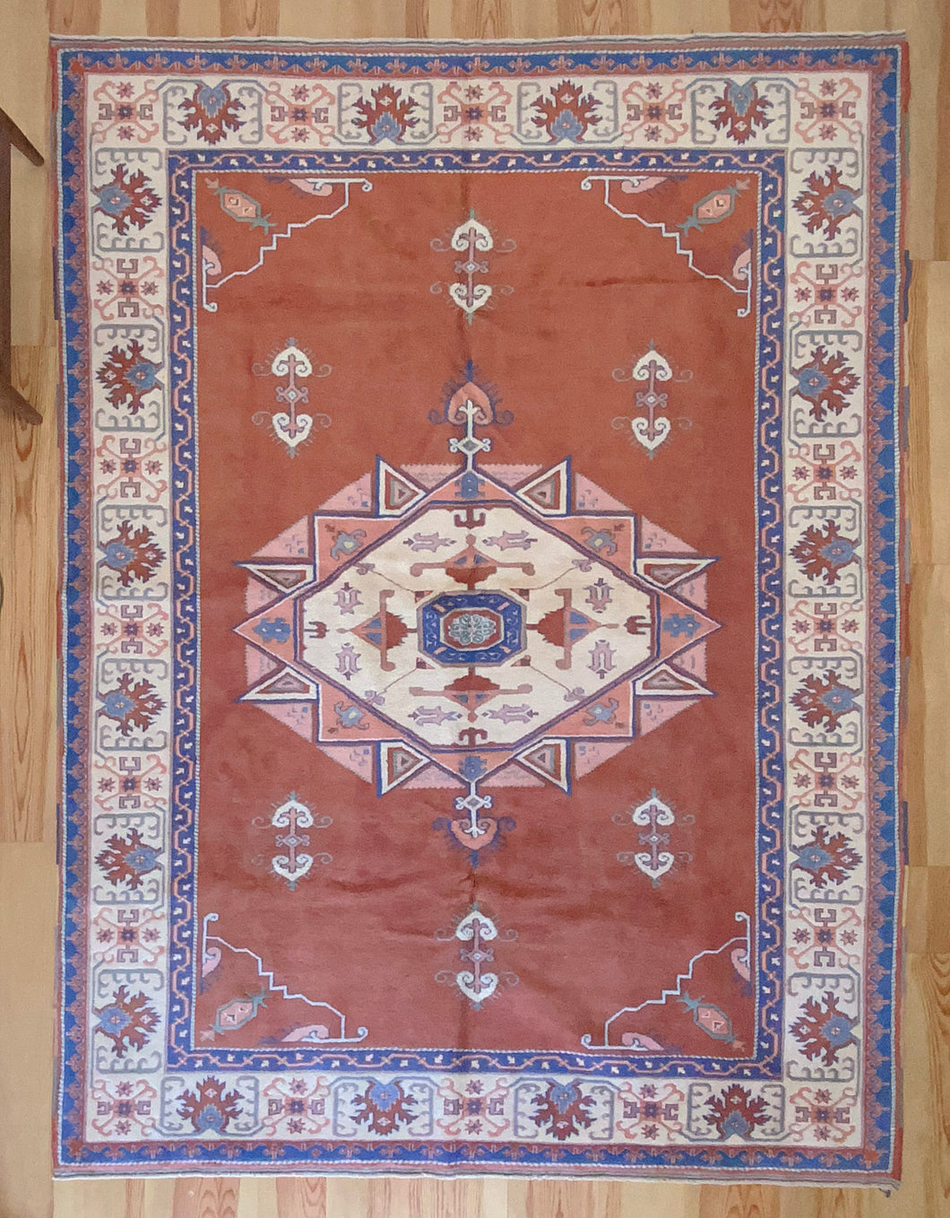 8x10 Vintage Central Anatolian 'Sultanhan' Turkish Area Rug | Star Design Bold Medallion Placed in Octagonal Design Spacious Field with Stylized Motifs Light Field | SKU 648