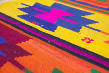 Load image into Gallery viewer, 5x7 Vintage Turkish Kilim Area Rug | Symmetrical Geometric Symbols Colorful Design | SKU 654
