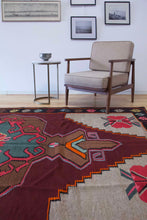 Load image into Gallery viewer, 7x10 Vintage Eastern Anatolian &#39;Kars&#39; Turkish Kilim Area Rug | Bold Traditional Medallion Flower Designs on Corners Stylized Border Earthy Colors | SKU 656
