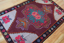 Load image into Gallery viewer, 7x10 Vintage Eastern Anatolian &#39;Kars&#39; Turkish Kilim Area Rug | Bold Traditional Medallion Flower Designs on Corners Stylized Border Earthy Colors | SKU 656
