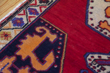 Load image into Gallery viewer, 4x8 Vintage Central Anatolian &#39;Nigde&#39; Turkish Area Rug | Bold Medallion on Red Field Stylized Corner Design Geometric Border Vibrant Colors | SKU 657
