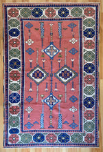 Load image into Gallery viewer, 7x11 Vintage Central Anatolian &#39;Sultanhan&#39; Turkish Area Rug | Symmetrical Geometric Design on Spacious Field Stylized Motifs Light Border Design | SKU 658

