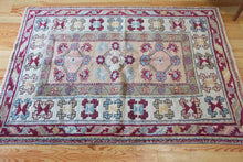 Load image into Gallery viewer, 5x6 Vintage Western Anatolian &#39;Milas&#39; Turkish Rug | Triple Diamond Medallion Geometric Design Pastel Colors  | SKU 663
