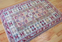 Load image into Gallery viewer, 5x6 Vintage Western Anatolian &#39;Milas&#39; Turkish Rug | Triple Diamond Medallion Geometric Design Pastel Colors  | SKU 663
