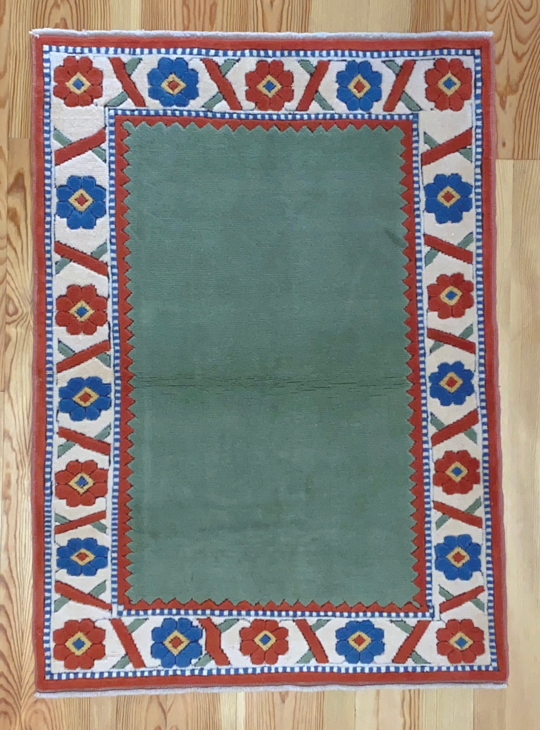 3x5 Vintage Central Anatolian 'Konya' Turkish Rug | Simple Design Soft Colors Stylized Border | SKU 671