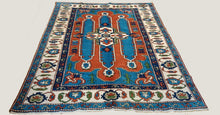 Load image into Gallery viewer, 6x8 Vintage Western Anatolian &#39;Balıkesir&#39; Turkish Hand Knotted Rug | Vibrant Colors Niche and Geometric Medallion Design | SKU 723
