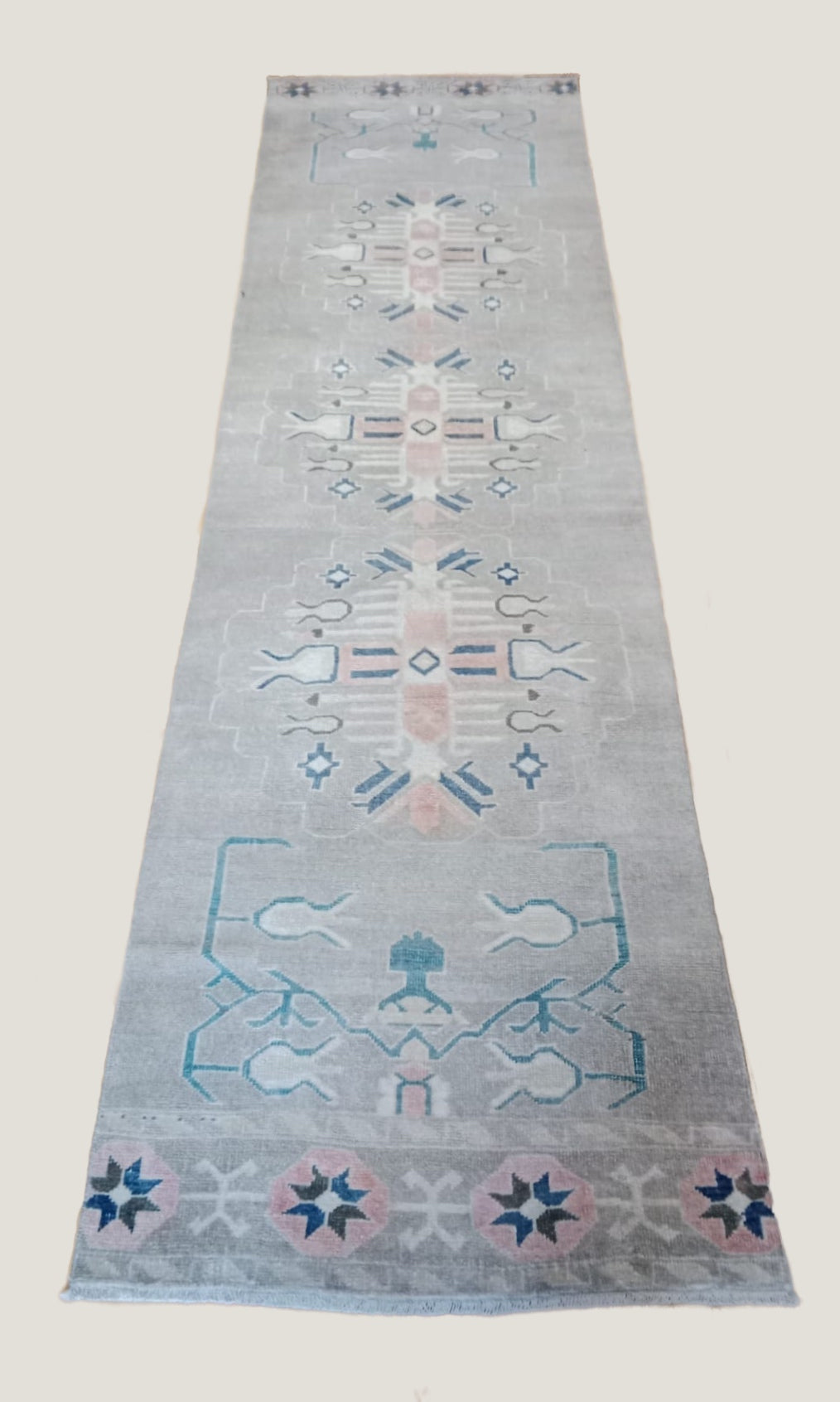 3x11 Vintage Central Antaolian Turkish Runner Rug | Geometric Design Muted Colors | SKU 724